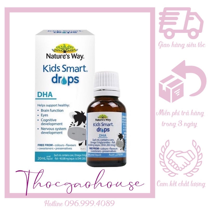 Siro thông minh Nature's Way Kids Smart Drop DHA 20ml 1m+ giúp bé sáng mắt phát triển não bộ toàn diện