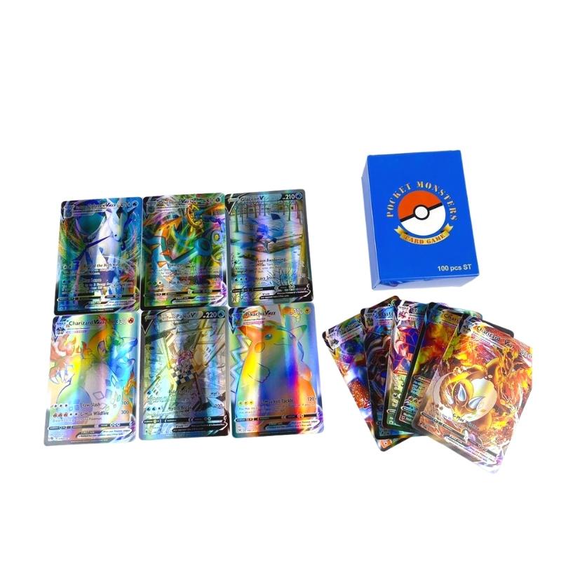 Bộ Thẻ Bài Pokemon 100 Thẻ (30vstar+1Lillie+16v+53vmax) Chơi Đối Kháng New Đẹp