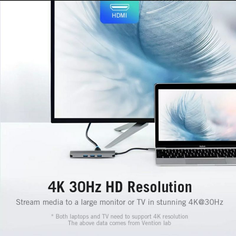 Bộ chuyển đổi Hub 9 in 1 USB Type C to sang HDMI 4K USB3.0 TF RJ45 Vention Ravpower Aukey cho Samsung dex Macbook Laptop