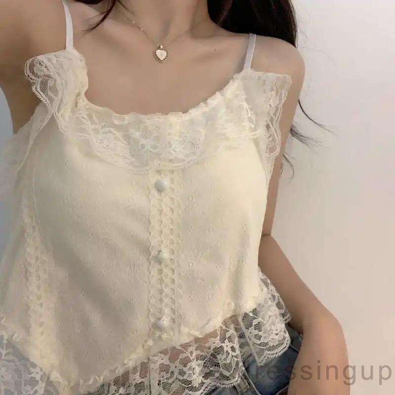 Áo Hai Dây Viền Ren Thời Trang Nữ