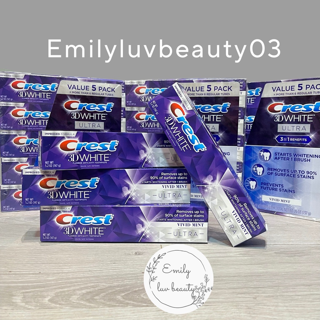 Kem Đánh Răng Crest 3D White Vivid Mint Ultra 147g