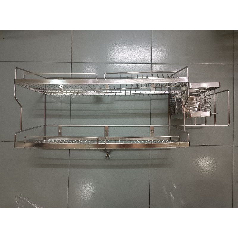 Kệ chén úp chén dĩa + đũa muỗng + dao thớt đa năng 2 tầng inox 304 đặc nhiều size