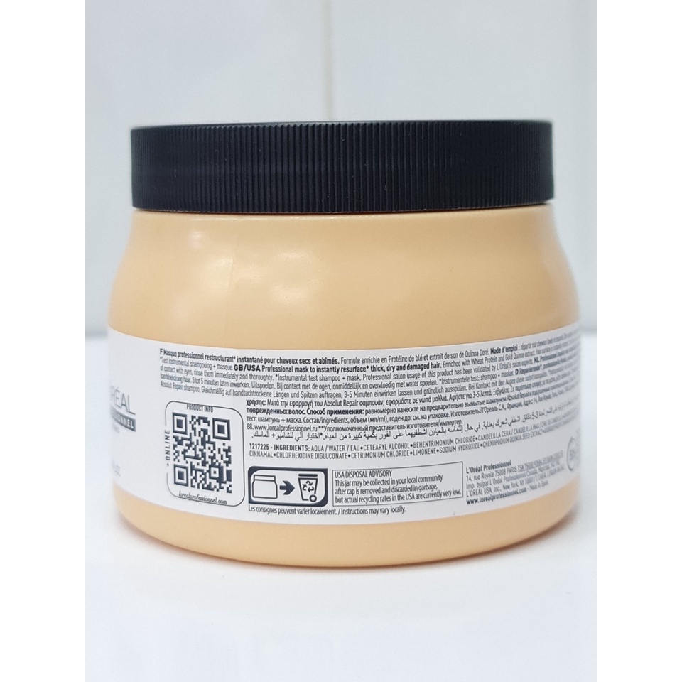 Dầu Hấp Phục Hồi Tóc Hư Tổn LOreal Absolut Repair Gold Quinoa Protein 500ml