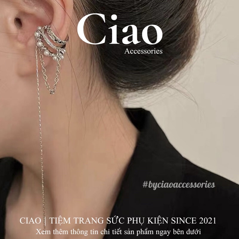 [HOẢ TỐC 1H] Khuyên vành tai/ Kẹp vành tai thiết kế dáng dài 2 lớp dây không cần xỏ lỗ Ciao accessories