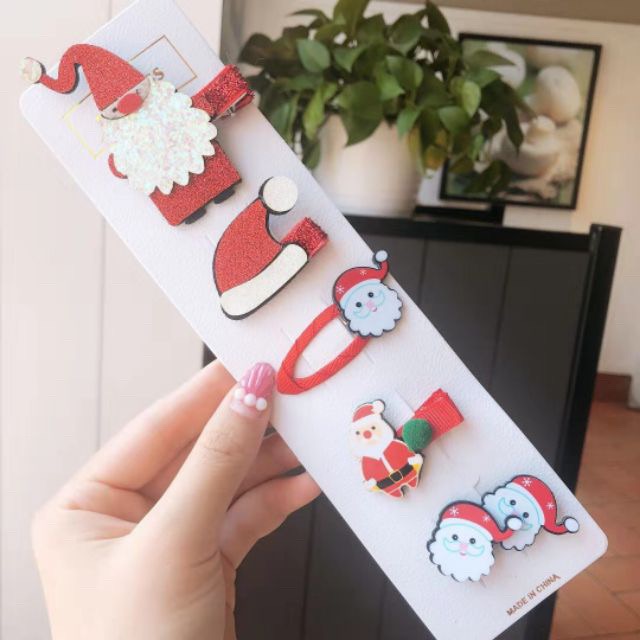 |FAMARAL1 giảm 10k cho đơn 50k|Set 5 kẹp noel cho bé gái siêu cute