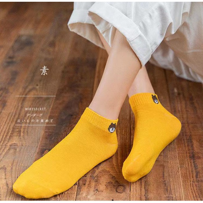 Happy-store ❤️ Vớ mỏng thêu hình con mèo thoáng khí phong cách Hàn Quốc thời trang cho nữ
