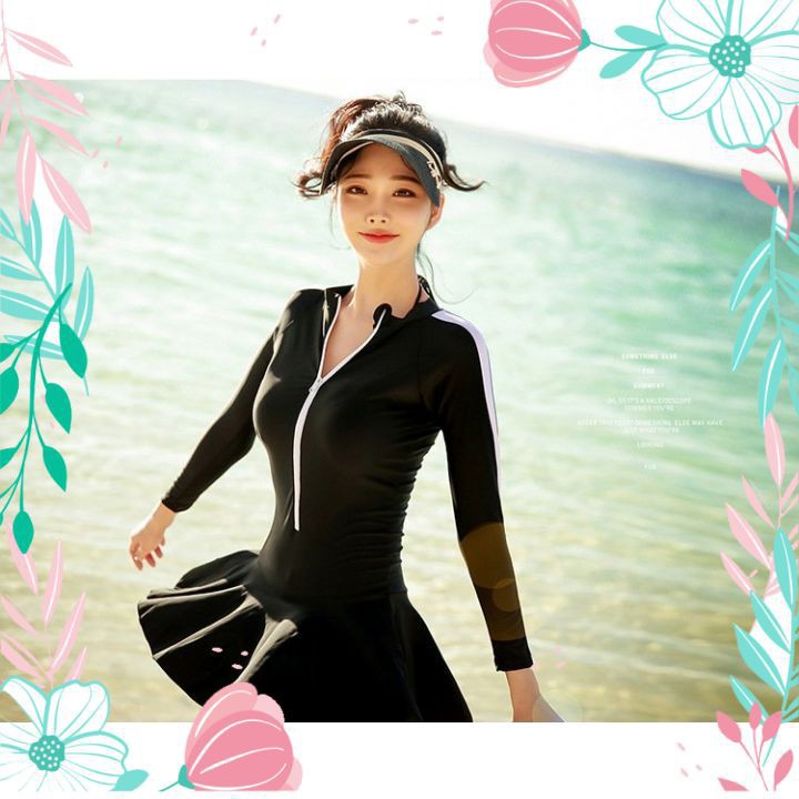 Bikini Áo Tắm Biển 1 Mảnh Thời Trang Hàn Quốc Tay Dài Phối Màu 😘