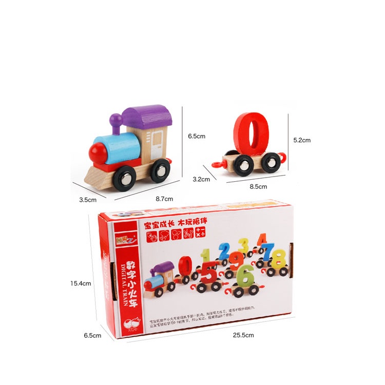 Xe lửa đồ chơi gỗ giáo dục sớm, đồ chơi thông minh đoàn tàu chữ số cho bé vừa chơi vừa học