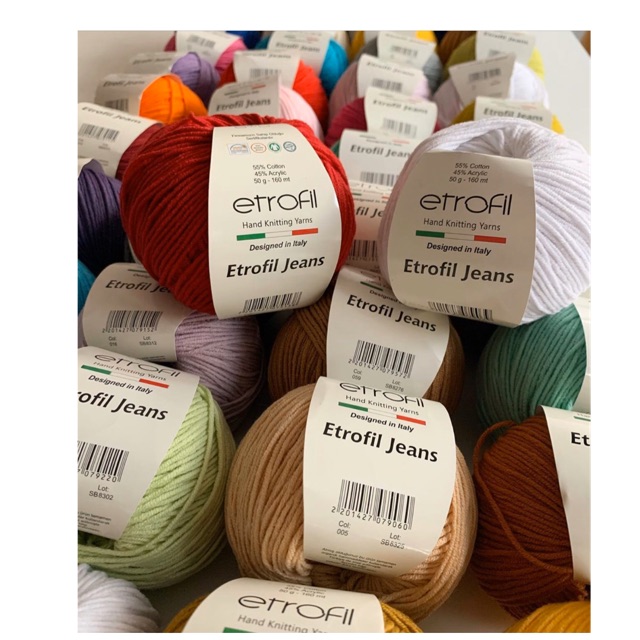 Len Cotton nhập khẩu chính hãng ETROFIL JEANS màu sắc đa dạng 50gr/cuộn
