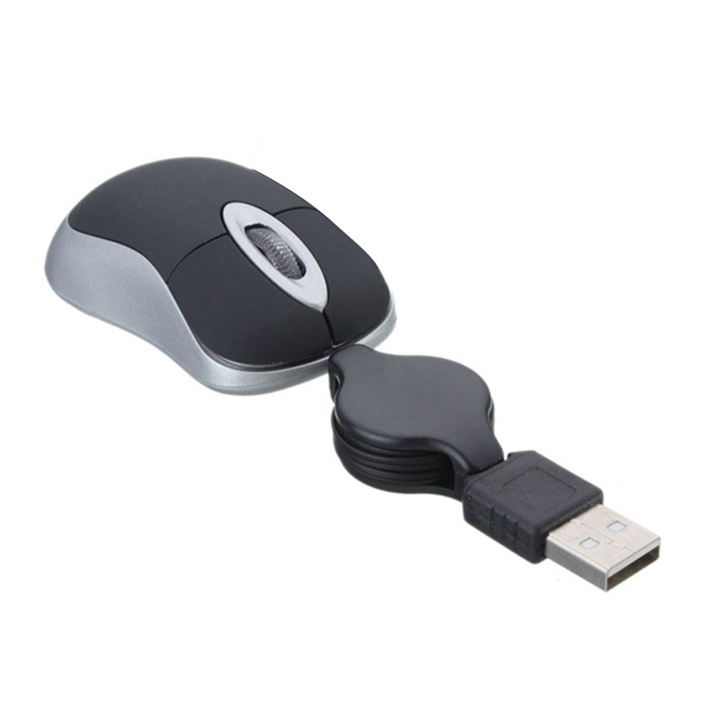 Mini Retractable USB Optical Scroll Wheel black Mouse for PC Laptop Noteboo?k