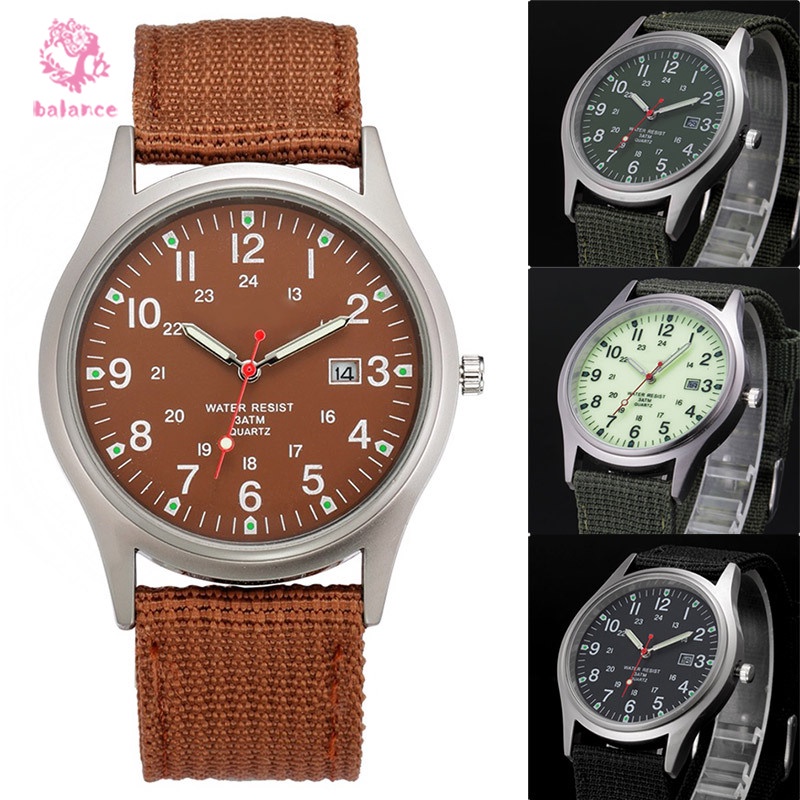 Đồng Hồ Analog Máy Quartz Dây Vải Quân Đội Chống Nước Cho Nam