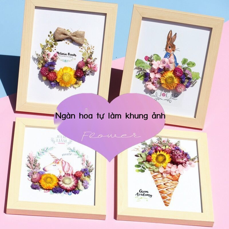 RHoa thật hoa khô khung ảnh tự làm vật liệu gói tám inch bàn trang trí phòng khách nhóm cha mẹ-con xây dựng hoạt động qu