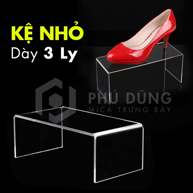 Kệ Mica chữ U - SIZE NHỎ TRONG SUỐT Trưng Bày Bóp Ví Nam/Nữ - Dày 3 ly