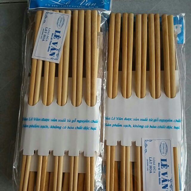 Đũa ăn cơm - Đũa gỗ Lê Vân cao cấp hàng Việt Nam chất lượng cao - 10 đôi đũa gỗ ăn cơm