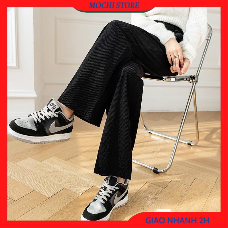 Quần Ống Suông Nữ Lưng Cao, Quần Ống Rộng Nữ Nhung Tăm Kéo Khóa Lưng Thun Sau 3 Màu Đen, Kem, Nâu Dễ Phối Đồ Siêu Tôn Dá | BigBuy360 - bigbuy360.vn