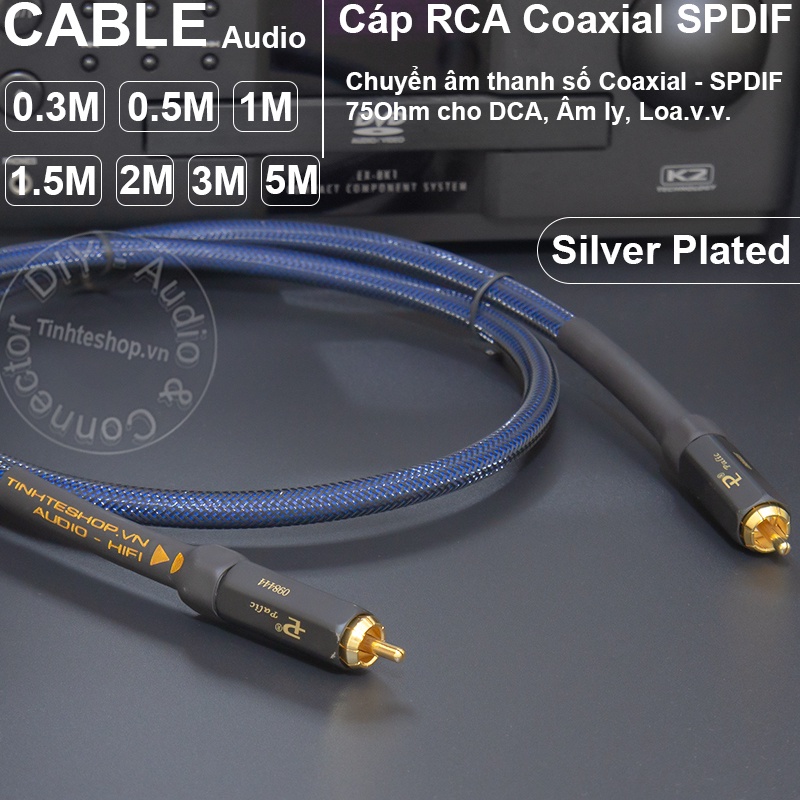 Cáp digital 75 Ohm lõi đồng mạ bạc DIY 0.3M đến 5M - Dây coaxial 75Ohm lõi bạc HIFI