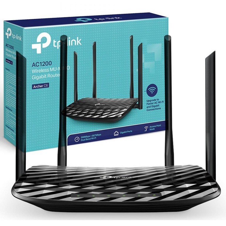 Bộ Phát WiFi Router TPLink Archer C6 Băng Tần Kép 1200Mbps Lan Gigabit