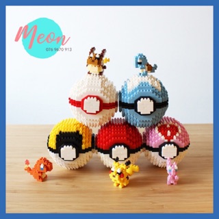 Xếp hình lego miniblock banh vàng pokeball size M