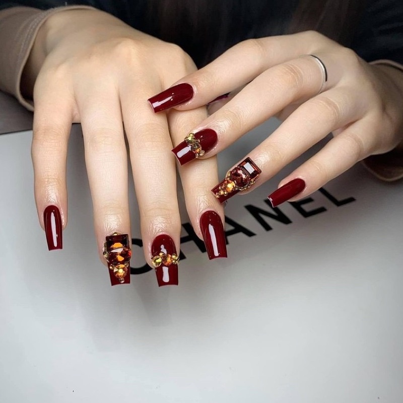 Đá đính móng,đá khay chân bằng mix size 6 ô khay hình chữ nhật