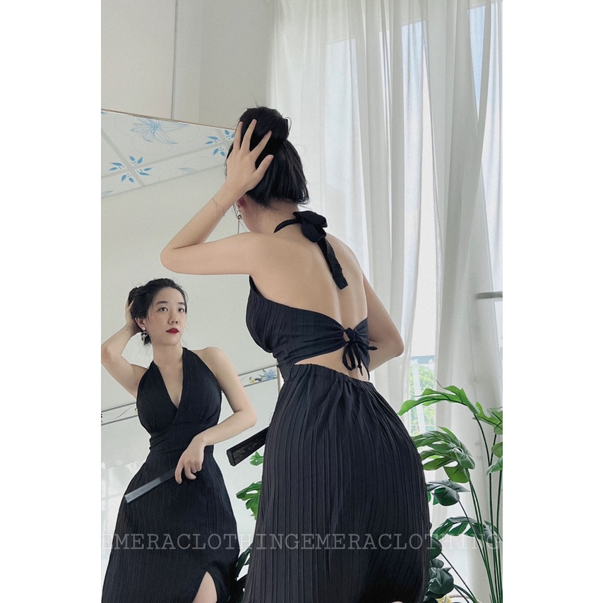 Váy Flora Dress đen cá tính, xinh đẹp, hợp với mọi dịp đi chơi