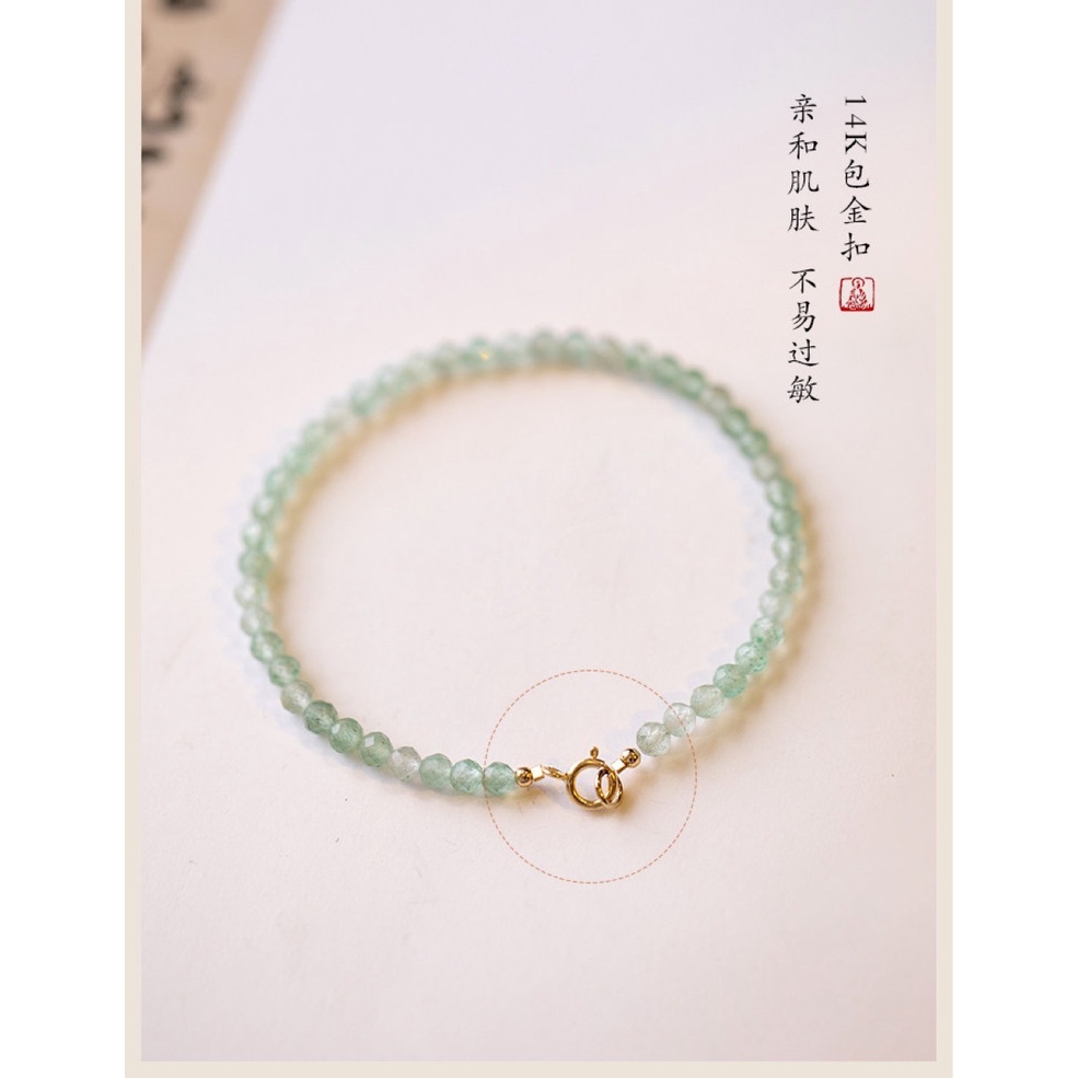 [Hàng Mới] Vòng Tay Hạt Aventurine Xanh Lá Nhạt Phong Cách Retro