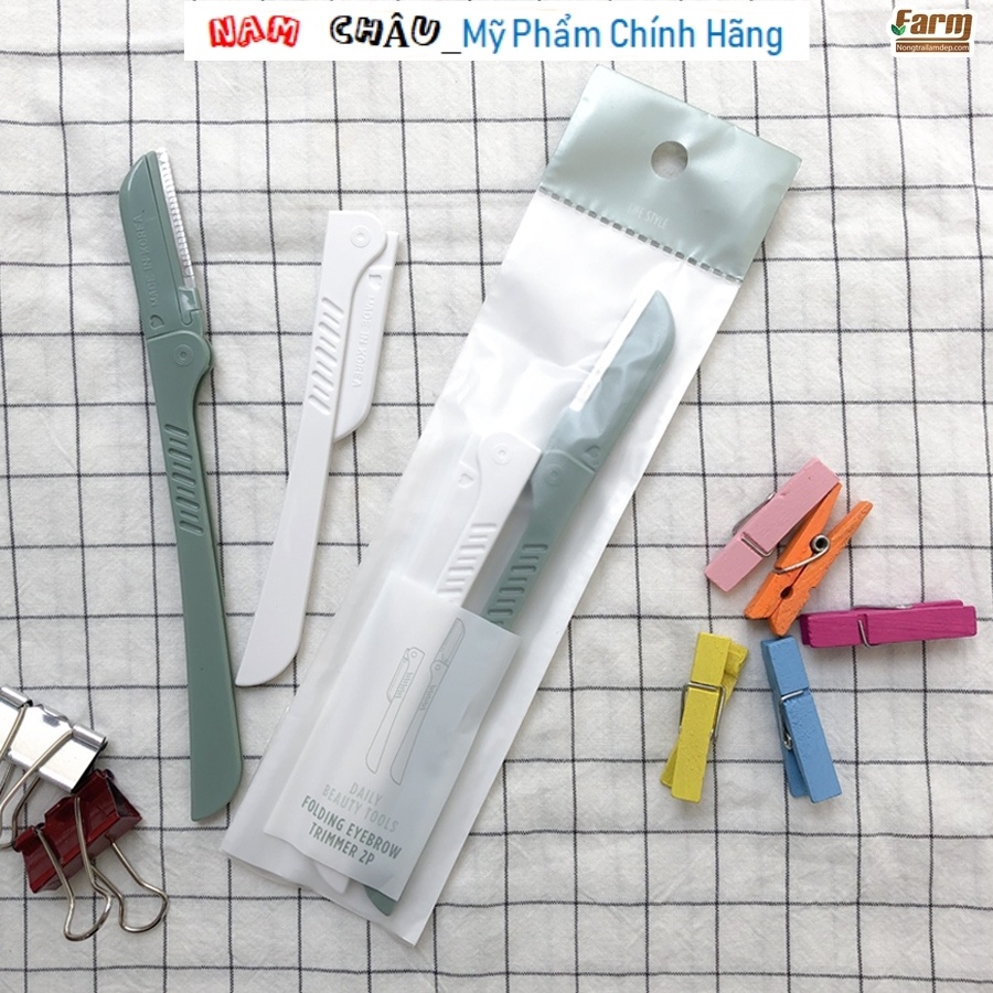 Dao cạo lông mày, chân mày THE FACE SHOP DAILY BEAUTY TOOLS FOLDING EYEBROW TRIMMER 2P NPP Nam Châu