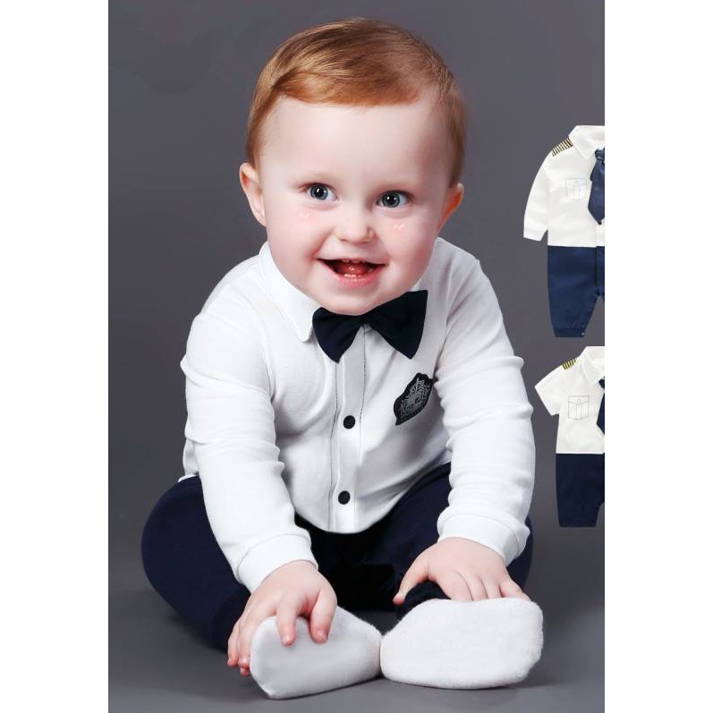 Body công tử nơ dài tay cho bé trai 3-13kg .