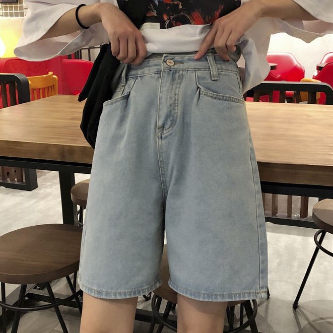 Quần short jean nữ ngố ống rộng thời trang Becky