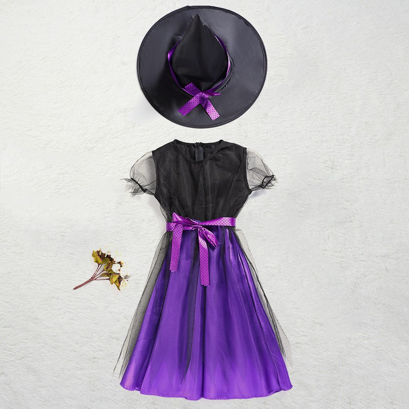 Trang phục hóa trang cô phù thủy nhỏ Halloween cực đáng yêu cho bé gái