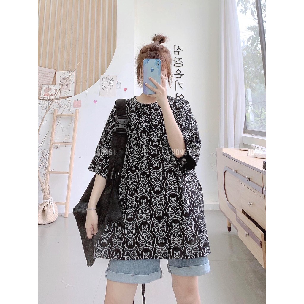 Áo Thun Form Rộng Vân Gấu- Phông Unisex Cộc Tay Oversize