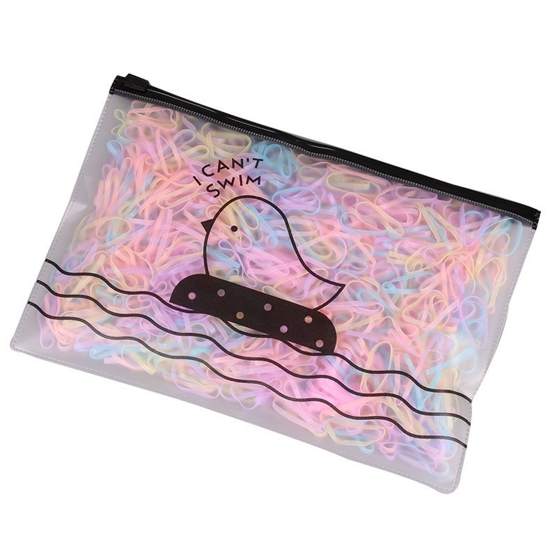 Túi 1000 dây thun cột tóc cao su co giãn có túi zip cho bé