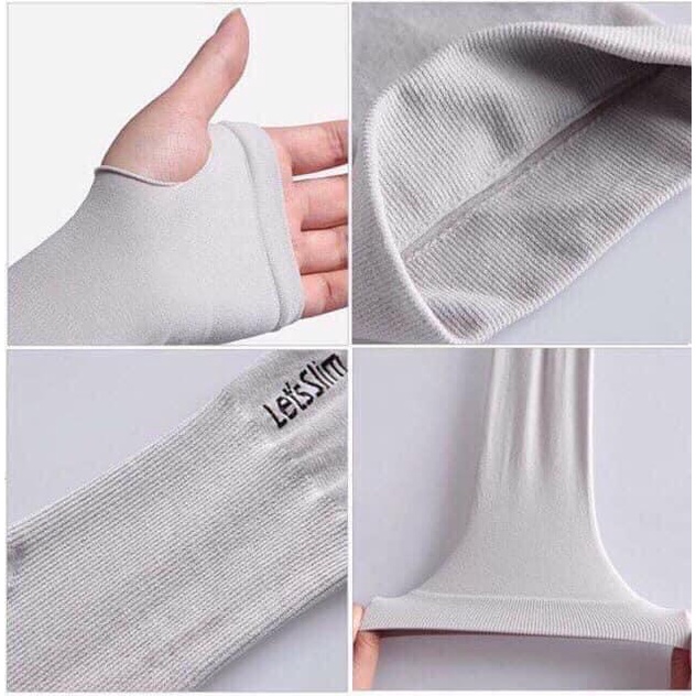 Găng tay chống nắng Hàn Quốc Let's Slim xỏ ngón - vải dày dặn, mịn mát