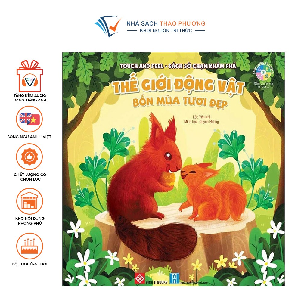Sách - Sờ chạm khám phá Touch and Feel thế giới động vật song ngữ Việt Anh