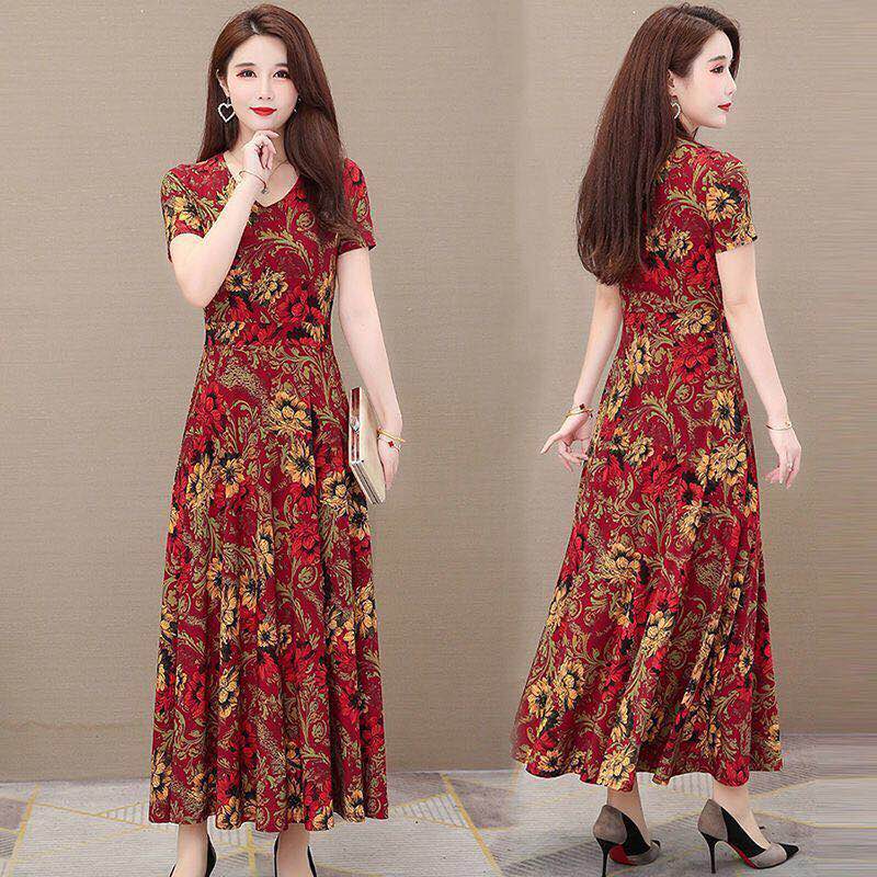 Đầm Dài In Họa Tiết Thời Trang Cho Phụ Nữ Trung Niên 2021 | BigBuy360 - bigbuy360.vn