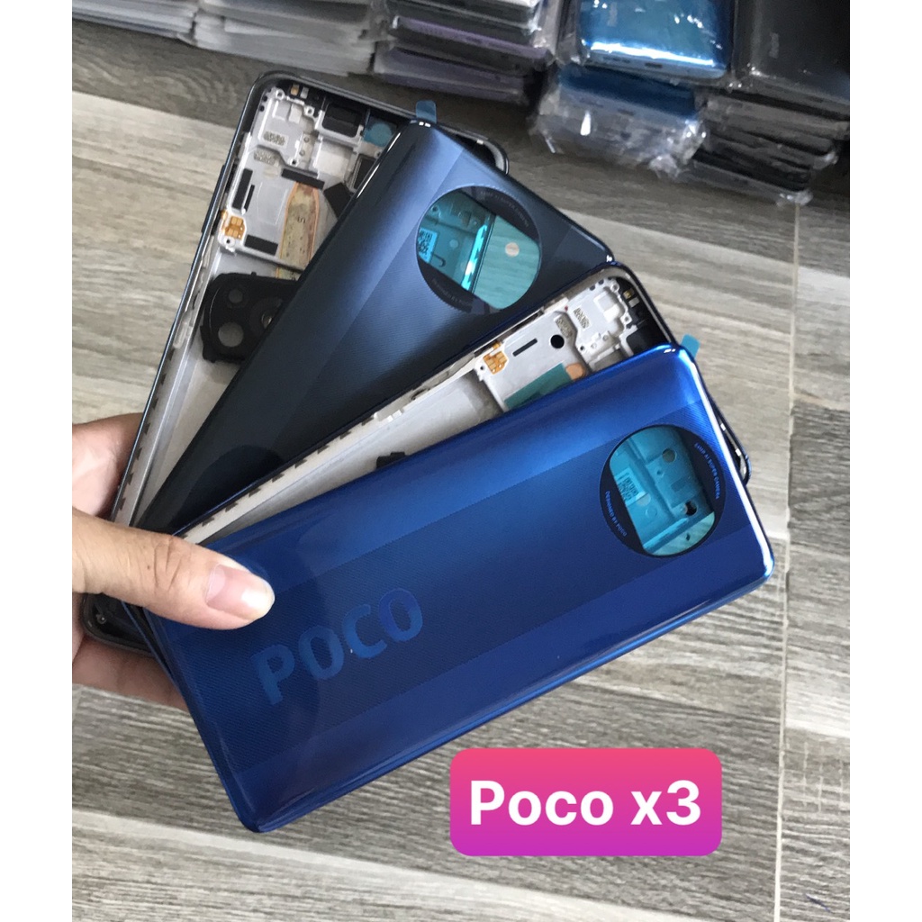 Bộ vỏ sườn Xiaomi POCO X3 / X3 pro ( bộ gồm lưng,sườn,khung xương, phím bấm, kính camera)