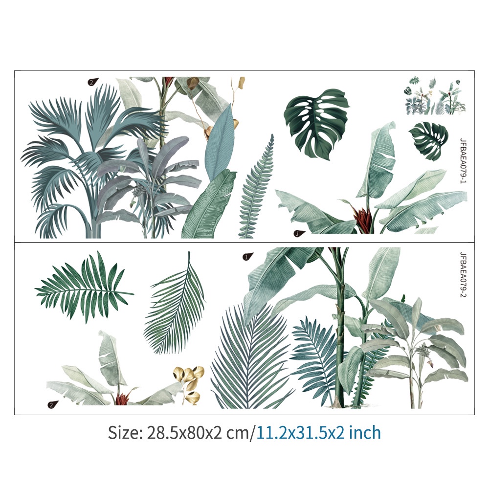 Decal dán tường Hàn Quốc Lá xanh nhiệt đới (80 x 120 cm)