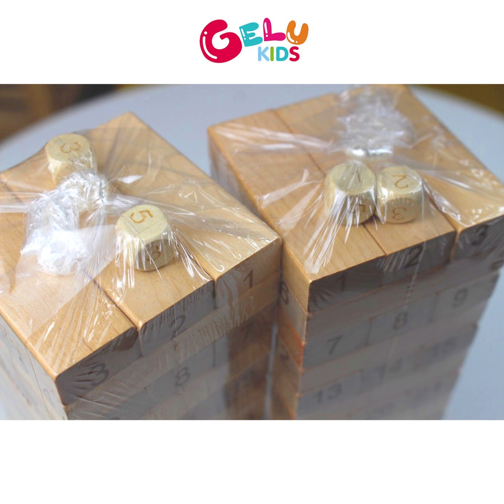 Bộ đồ chơi rút gỗ 48 thanh kèm xúc xắc GELU KIDS trò chơi giải trí rèn luyện khéo léo cho bé