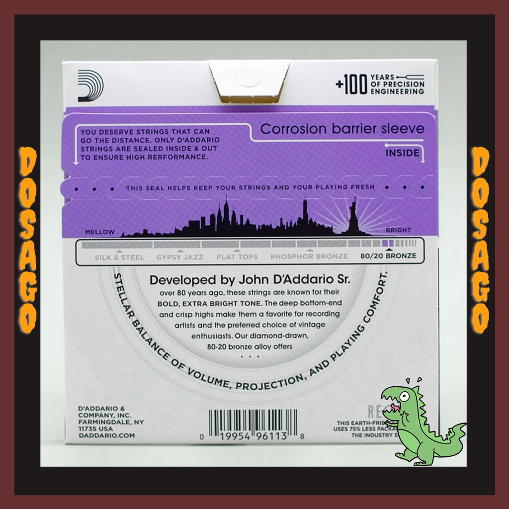 Dây Đàn Guitar Acoustic D'Addario EJ13 - Size 11 - Tặng kèm dây lẻ số 1