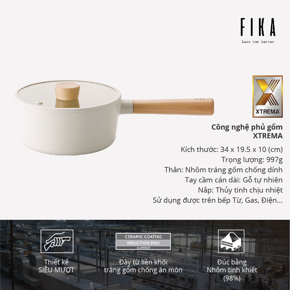 Quánh, nồi tráng gốm Fika Neoflam size 18cm - EK-FG-S18