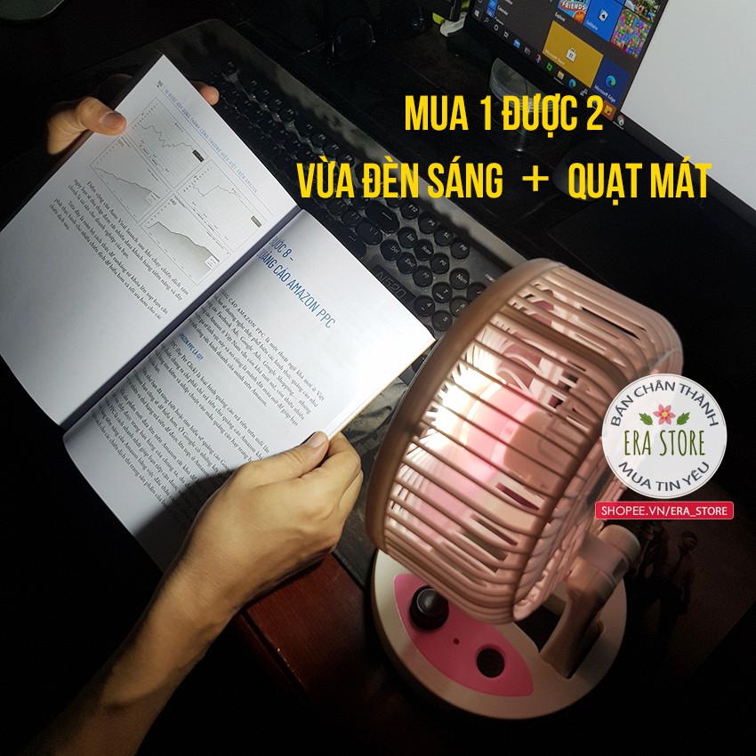 Quạt Tích Điện Để Bàn Mini Gấp Gọn Tiện Lợi Gió Mát Có Đèn Sáng - Bảo Hành Hoàn Tiền Nếu Có Lỗi (Loại tốt) | BigBuy360 - bigbuy360.vn