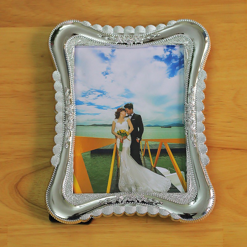 Combo 3 khung hình cưới màu bạc 15x21cm giá rẻ, khung ảnh cưới hoa văn WK0322