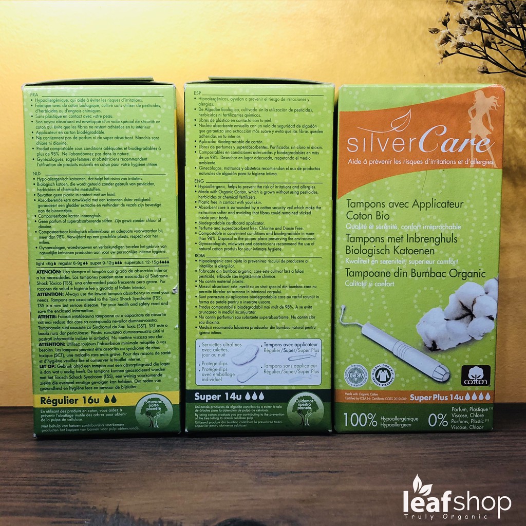 Tampon hữu cơ có cần đẩy Silvercare