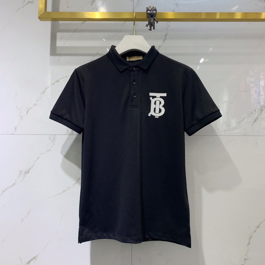 Bu1berr1 Áo thun polo in logo thời trang mùa hè năng động cho nam