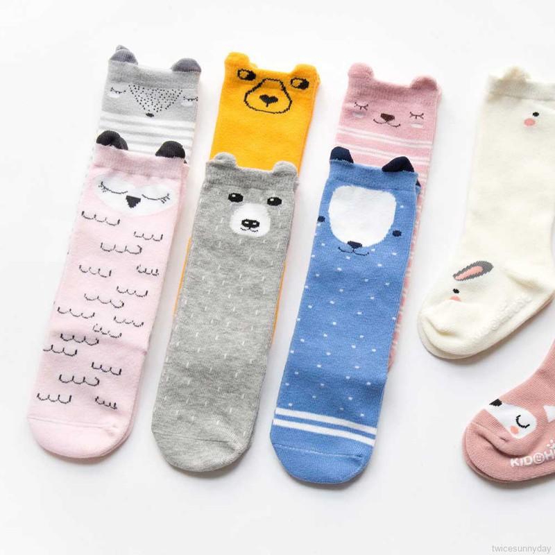 Vớ cotton dài chống trượt cho bé gái