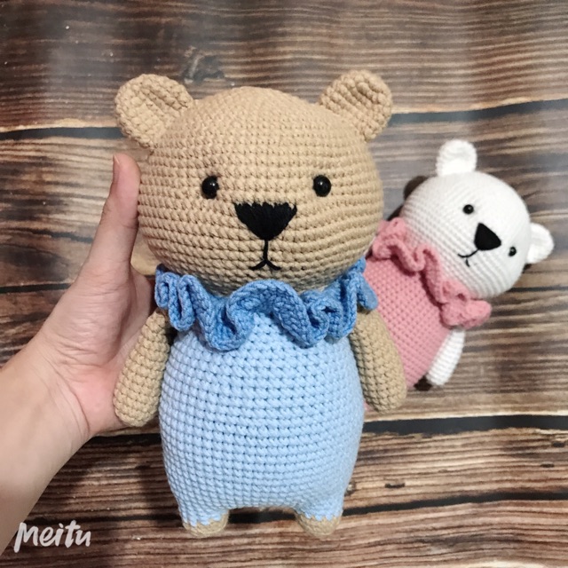 Gấu bông cute Thú bông len handmade đồ chơi cho bé , Chart móc thú