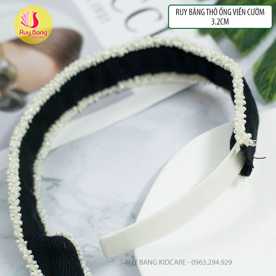 Ruy băng thô ống viền cườm 3.2cm RB2222