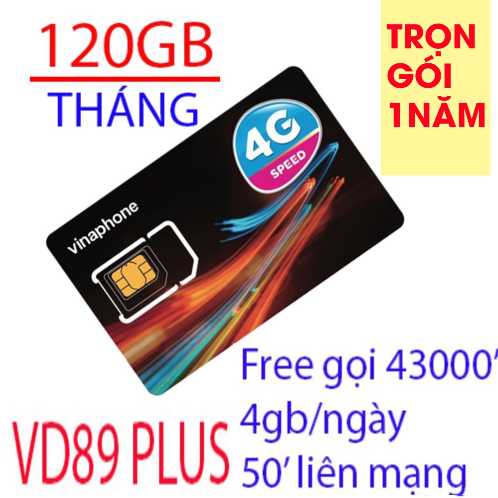 SIM 4G VINA VD149 12T KM 6GB/NGÀY VD89/g89 TẶNG 4GB/NGÀY trọn gói 1 năm