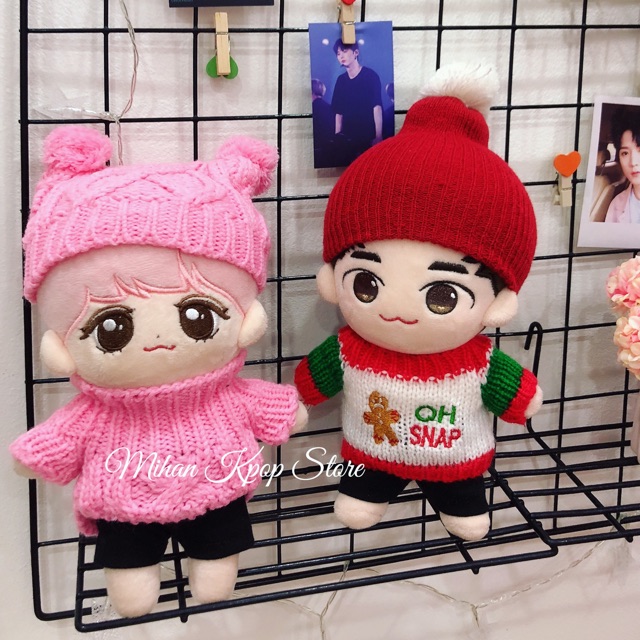Mũ, áo len cho doll 20cm