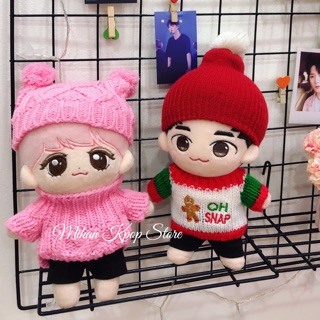 Mũ, áo len cho doll 20cm