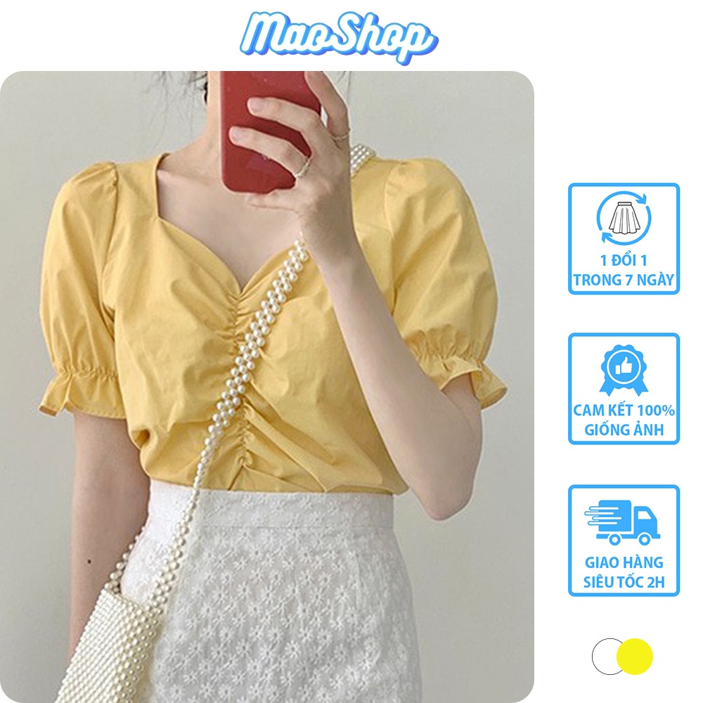 Áo Peplum tay phồng ulzzang ngắn tay phong cách Hàn Quốc C43 - Maoshop
